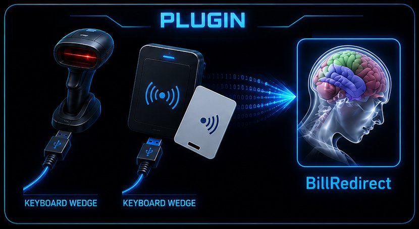 Keyboard Wedge Capture plugin — barcode scanner and proximity reader USB keyboard wedge data captured by BillRedirect