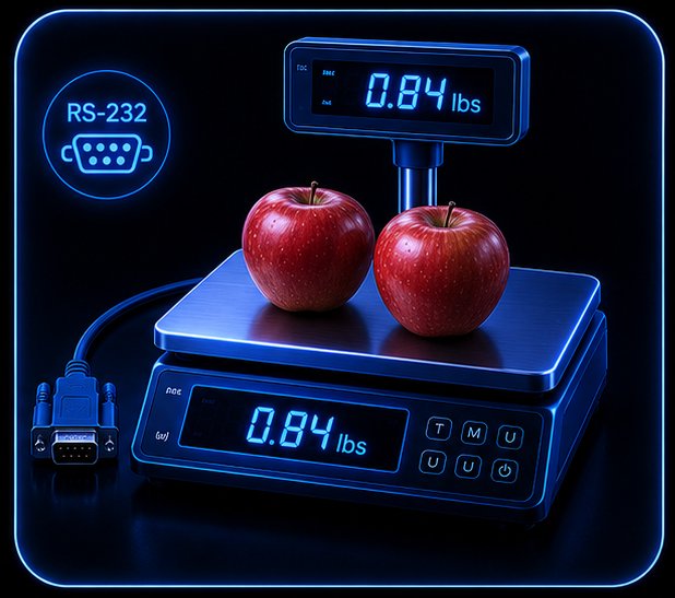 RS-232 bench scale — retail counter scale with DB9 serial connection and remote display